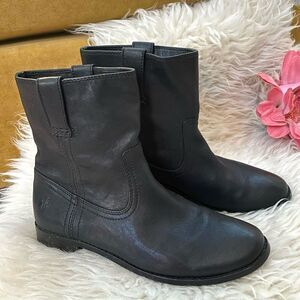 Frye Anna Short Boots Black Leather Size 7